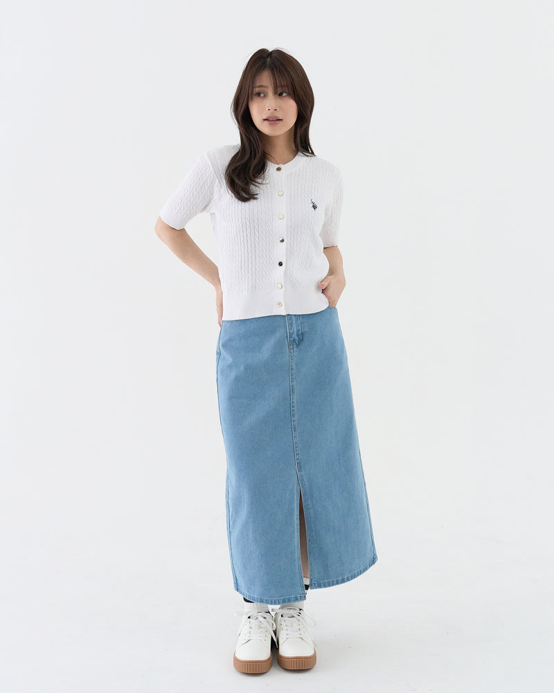 Cable knit short-sleeve cardigan 半袖ケーブルカーディガン ダブル