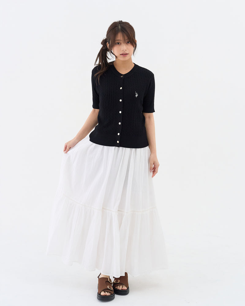 Cable knit short-sleeve cardigan 半袖ケーブルカーディガン ダブル