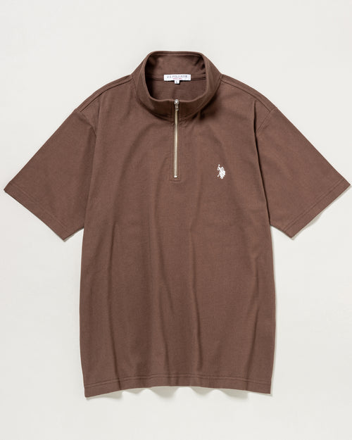 【予約販売】Half Zip T-shirt　ハーフジップ半袖Tシャツ　 ダブルホースマン刺繍　PLM42115