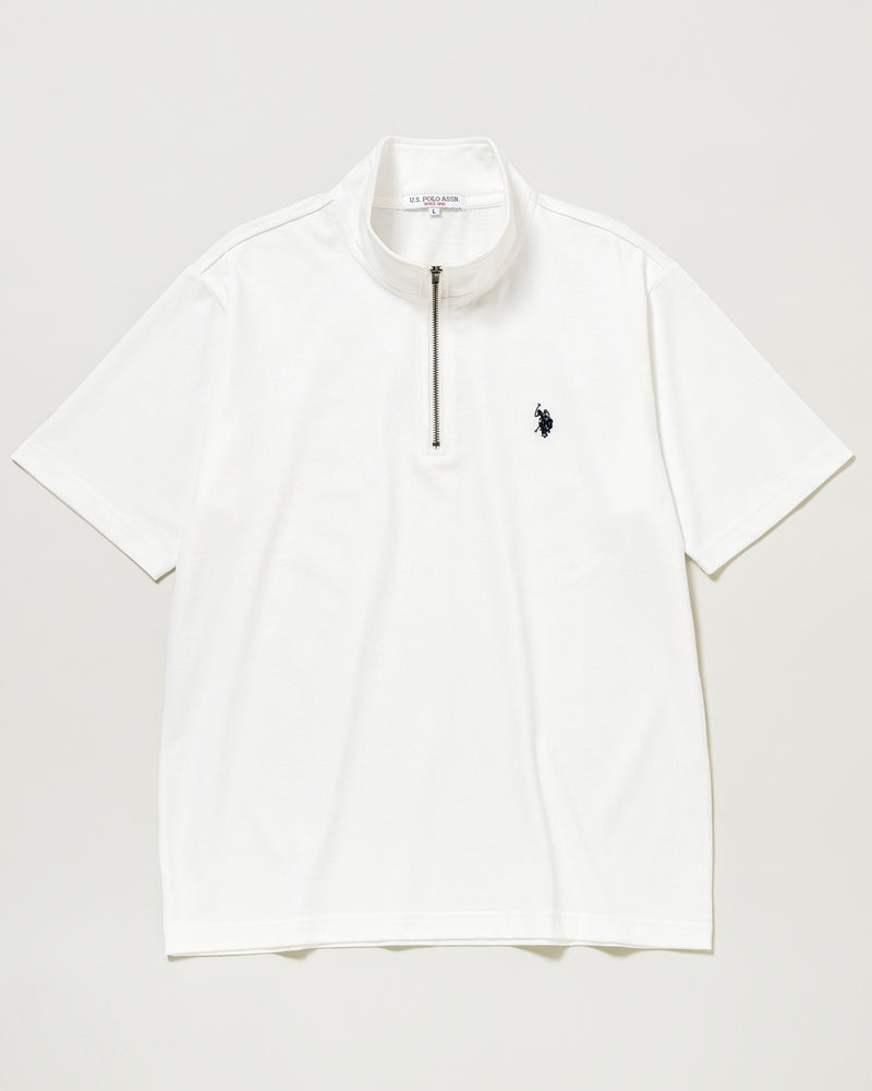Half Zip T-shirt　ハーフジップ半袖Tシャツ　 ダブルホースマン刺繍　PLM42115