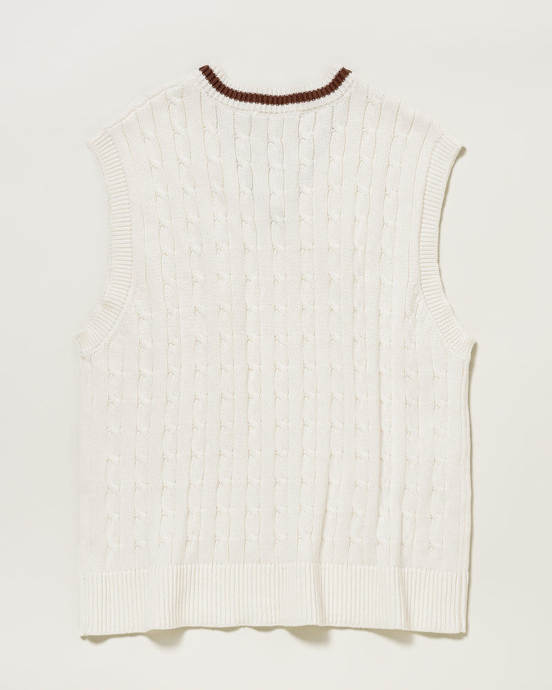 Cable Knit Vest　ケーブル編みベスト　 ダブルホースマン刺繍　PLM41407