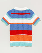 【予約販売】Cable Knit Polo Shirt　ケーブル編みニットポロシャツ　 ダブルホースマン刺繍　PLL41405