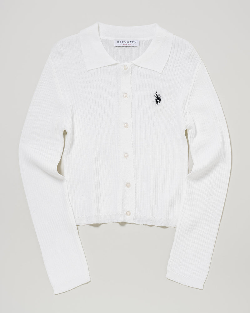 Polo knit cardigan　ポロニットカーディガン　ダブルホースマン刺繍　PLL51417