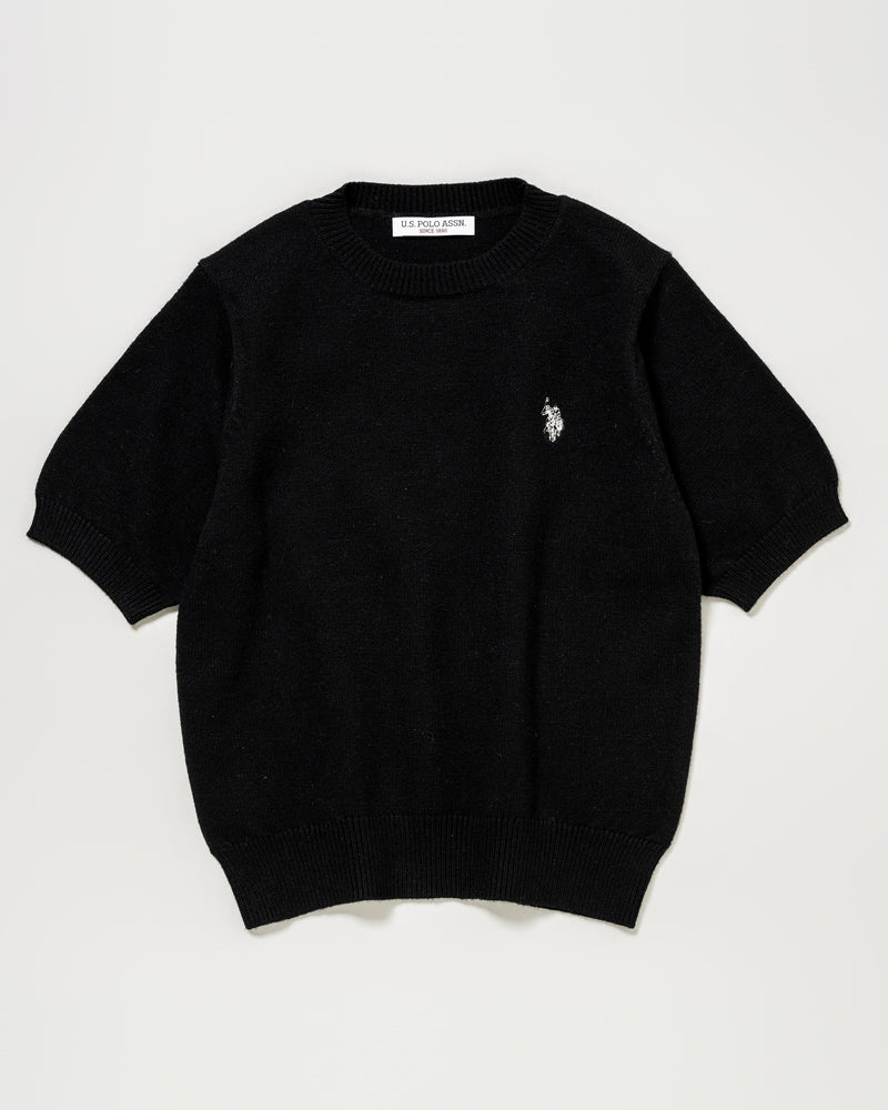 knit pullover　半袖ニットプルオーバー　ダブルホースマン刺繍　PLL51405