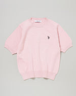 knit pullover　半袖ニットプルオーバー　ダブルホースマン刺繍　PLL51405