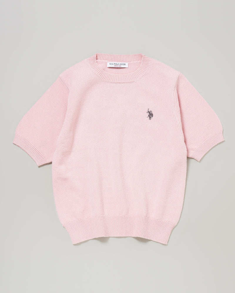 knit pullover　半袖ニットプルオーバー　ダブルホースマン刺繍　PLL51405