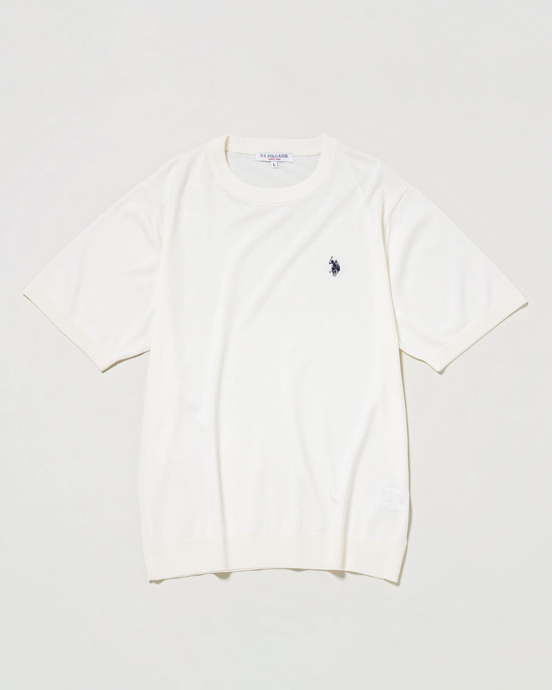 Cool-to-the-touch crew neck knit 接触冷感ニット ダブルホースマン