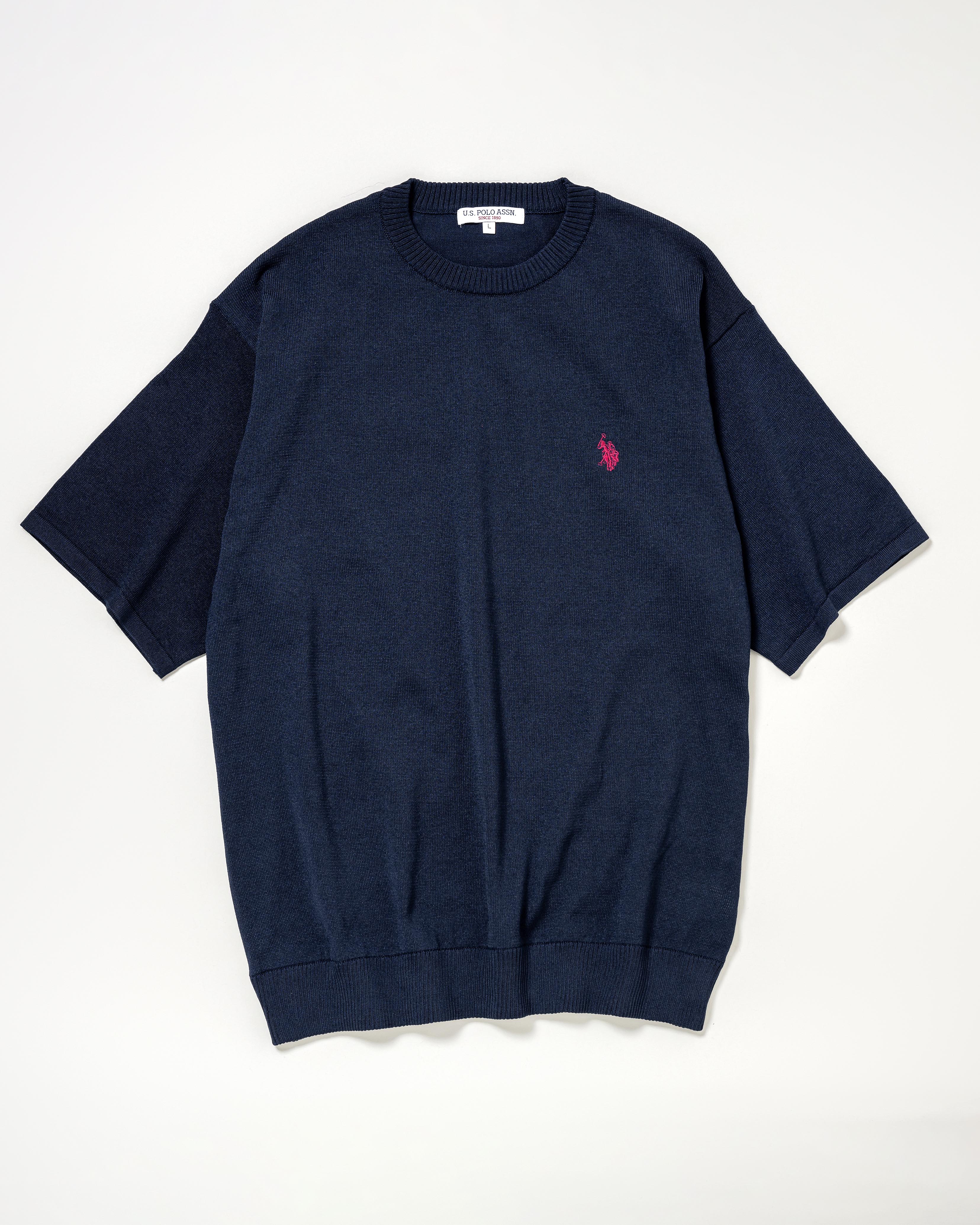 crew neck knit クルーネックニット ダブルホースマン刺繍