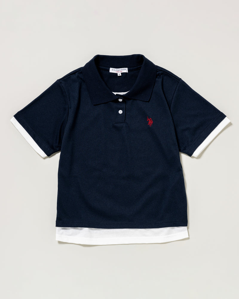 Layered-look polo shirt レイヤード風ポロシャツ ダブルホースマン