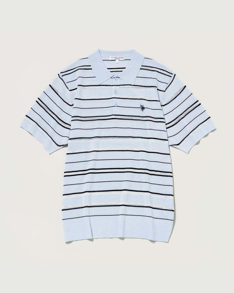 Mesh border knit polo shirt メッシュボーダーニットポロシャツ