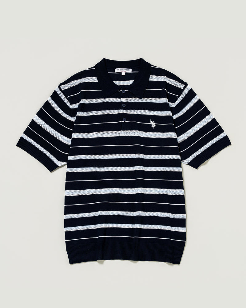 Mesh border knit polo shirt メッシュボーダーニットポロシャツ
