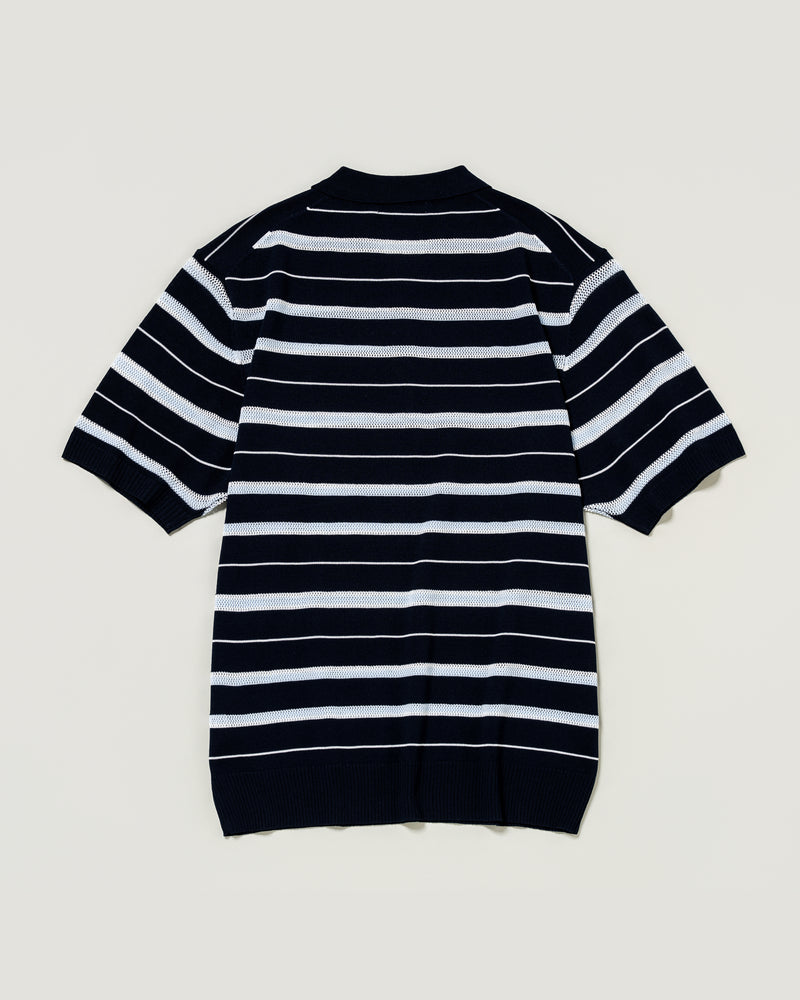 Mesh border knit polo shirt メッシュボーダーニットポロシャツ