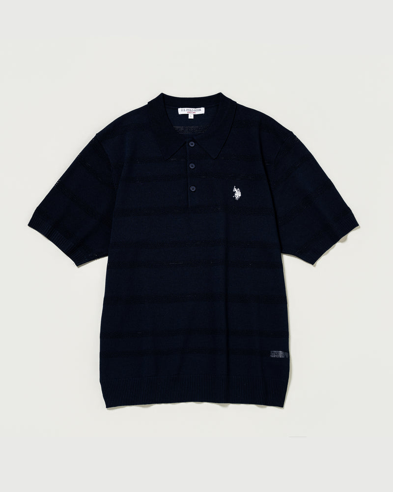 Mesh border knit polo shirt メッシュボーダーニットポロシャツ