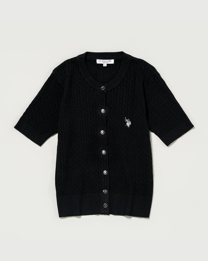 Cable knit short-sleeve cardigan 半袖ケーブルカーディガン ダブル