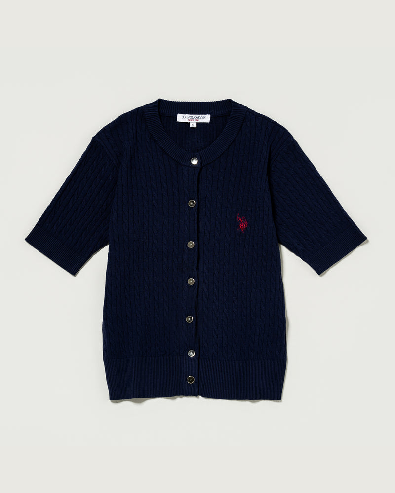 Cable knit short-sleeve cardigan 半袖ケーブルカーディガン ダブル