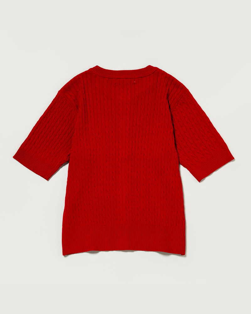 Cable knit short-sleeve cardigan 半袖ケーブルカーディガン ダブル