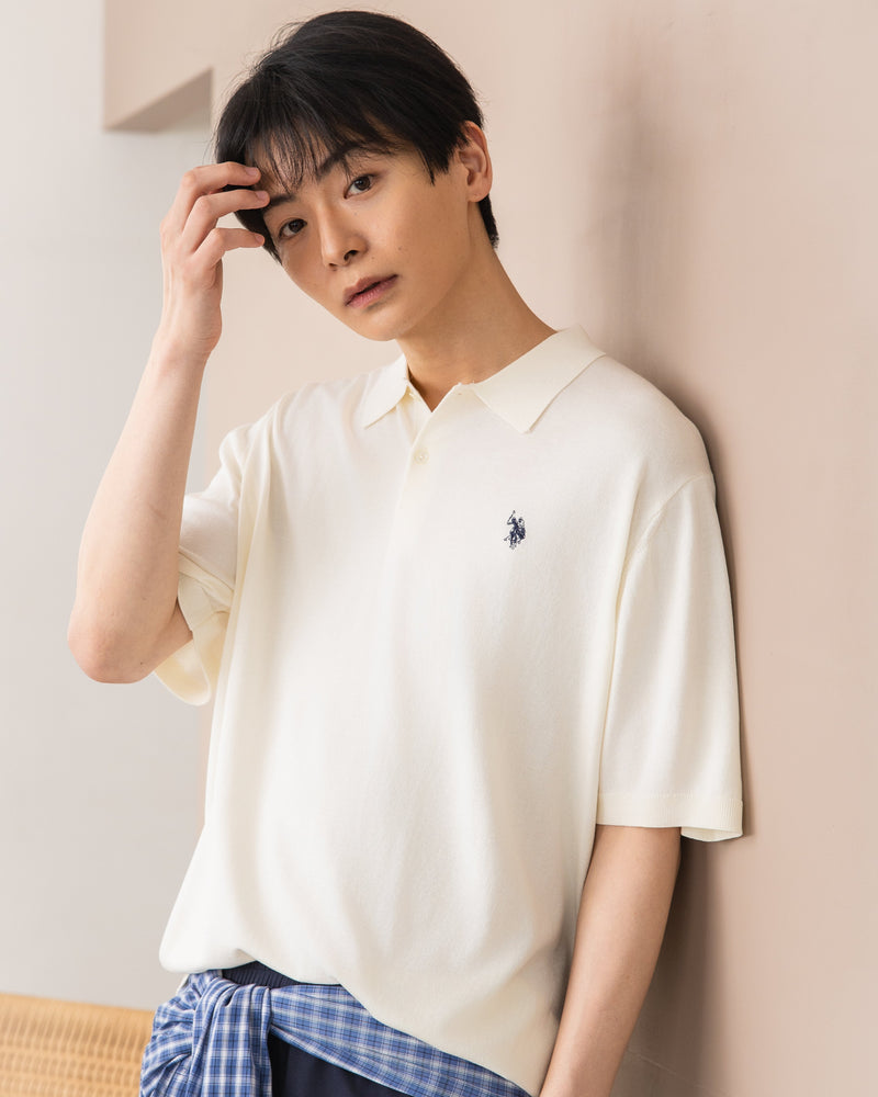 Cool-to-the-touch knit polo shirt 接触冷感ニットポロ ダブル