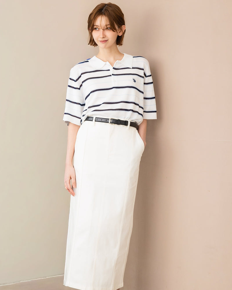 Mesh border knit polo shirt メッシュボーダーニットポロシャツ